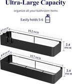 Kitsure Shower Caddy - 2 Pack Adhesive Shower Organizer, Rustproof Metal Shelves, No-Drill Bathroom Organizers and Storage, Black, XX-Large - Image 2