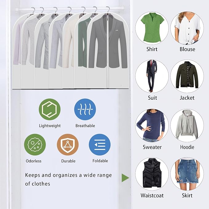 Clear Garment Bags for Hanging Clothes with 5 Cedar Balls, 7 Pack 40 Inch - Image 3