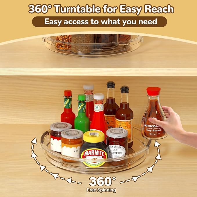 INCOSTAR Lazy Susan 2 Pack, 10.6 Inch Clear Turntable for Kitchen Cabinet - Image 3