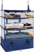 Surblue Hanging Closet Storage Bag Collapsible 3-Shelf Washable Oxford Fabric with 2 Hooks (XL 17.71 * 11.81 * 20in, Blue) by SURBLUE