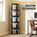 SpaceAid 5 Tier Rotating Bookshelf Tower, Spinning Bookcase Lazy Susan, Revolving 360 Book Shelf Storage Round Carousel, Vertical Rotate Turning Spiral Corner Organizer, Black - Image 5