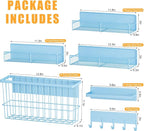 DTUQYX 6-Pack Magnetic Shelves for Washing Machine & Refrigerator, Heavy-Duty Laundry Organizer with Hanger Holder & Deep Baskets, Metal Storage System for Laundry Room (Blue) - Image 2