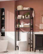 Ecoprsio Over-The-Toilet Storage Rack, 3-Tier Bathroom Organizer Shelf Over Toilet, Freestanding Space Saver Toilet Stands with 4 Hooks, Grey - Image 2