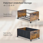 FOUCSSOMEI Under Bed Storage with Wheels, Wooden Under Bed Drawers On Wheels, Rolling Under Bed Shoe Storage, Space Saving, Rustic Brown,70L - Image 5
