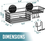 TAILI Shower Caddy Suction Cup with Hooks and Soap holder, Black - Image 5