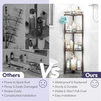 SWTYMIKI Standing Shower Caddy Corner - 4‑Tier Stainless Steel Shower Organizer Shelf with 12 Hooks and Adhesive Pads, Rustproof Corner Shelves Stand Rack for Bathroom Shower Room, Bronze - Image 2