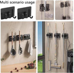 4Pcs Mop Broom Holder No Drill SUS304 Stainless Steel, Heavy Duty Tool Organizer Rack Rake and Shovel Handle, Storage Rack Self Adhesive for Bathroom, Laundry, Kitchen, Garage, Garden - Image 2