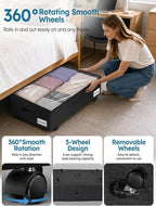 10-in 75L Low Profile Under Bed Storage with Wheels, 2 Pack,Black | 5 Rotating Wheels, Large Clear lid, Rigid Sides & Bottom, Low Space Storage, Under Bed, Couch, Crib, Dorm Organization - Image 3