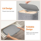 Lifewit 105L Large Laundry Basket with Lid, Laundry Hamper with Plastic Handles and Removable Bag, Foldable Tall Dirty Clothes Hampers for Laundry for Laundry Room, Bedroom, Bathroom, Dorm, Light Gray - Image 6