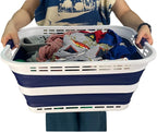 SAMMART 42L (11 Gallons) Collapsible Plastic Laundry Basket - Foldable Pop Up Storage Container/Organizer - Portable Washing Tub - Space Saving Hamper/Basket [BPA Free] (White/Starry Blue (Set of 2)) - Image 7