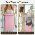 Bathola Laundry Hamper with Lid, Laundry Basket with Removable Bag, Pink - Image 3