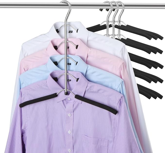 DOIOWN Blouse & Shirt Hangers - Non Slip Space Saving Stainless Steel Closet Organizer (4) by DOIOWN