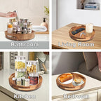 Acacia Wooden Lazy Susan for Table Top-12 Inch Wooden Lazy Susan Turntable with Double Handle-Large Acacia Wooden-Spice Organizer for Countertop, Table, Cabinet - Image 5