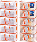 KYODOLED 10-Pack Clear Moving Bags Heavy Duty Extra Large, Storage Totes | Transparent, Reinforced Handles & Strong Zippers, Label Pocket, for College Dorm, Clothes, Bedding, Toys, Space-Saving by KYODOLED