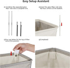 Odonata Slim Laundry Hamper Handles Collapsible Laundry Basket Thin Dirty Clothes Basket Narrow Laundry Bag Foldable Dirty Hamper 45L (Beige) - Image 3