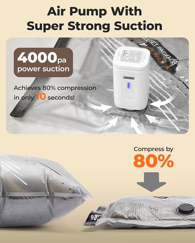 BAGSMART 18 Pack PA+PE Travel Vacuum Bags with Wireless Pumpe - Image 3