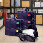 12 Pack Moving Bags with Full-Open Side Zipper, Extra Large 93L Heavy Duty Waterproof Foldable Storage Totes for College Dorm, Moving & Home OrganizationDarkBlue - Image 3