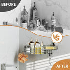 LEVERLOC Shower Caddy Suction Cup Shower Shelves Shower Holder，Silver - Image 6