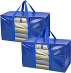 BALEINE 2-Pack Oversized Moving Bags with Reinforced Handles, Heavy-Duty Storage Tote Moving Supplies for Packaging, Camping (Blue w/Window, 2-Pack) by BALEINE