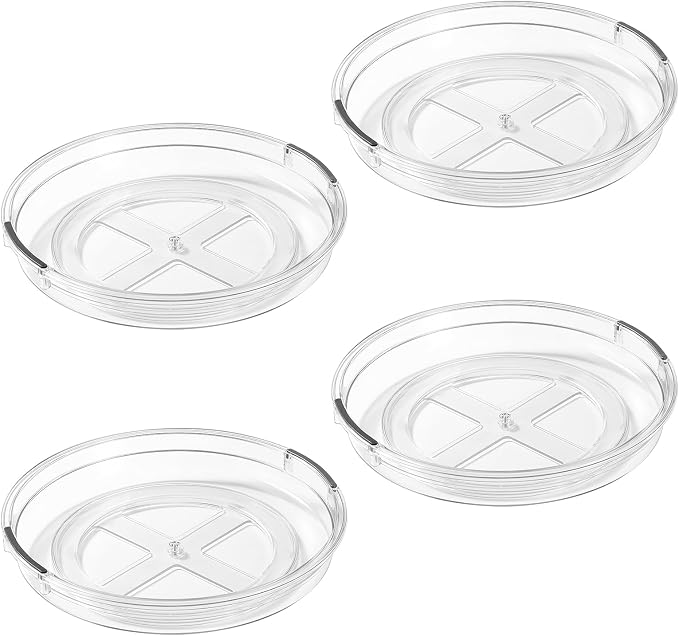 LAMU 4 Pack 10.6in Lazy Susan Organizer, Clear Lazy Susan Turntable for Cabinet, Refrigerator, Table Top, Kitchen, Bathroom, Pantry Organizers and Storage - Image 7