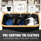 Hampers for Laundry Basket with Lid, 160L Large Laundry Hamper 3 Section - Image 3