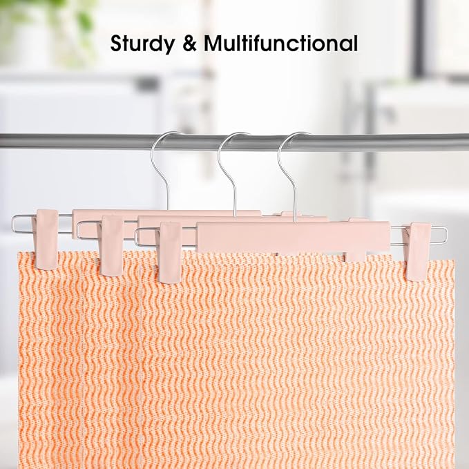 GUANJUNE Clothes Pants Hangers, Space-Saving Skirt Holders with 360 ° Swivel Hooks, Adjustable Clips, Trouser Hangers, Clothes Coat Garment Jeans Hangers (10 Pack, Pink) - Image 6