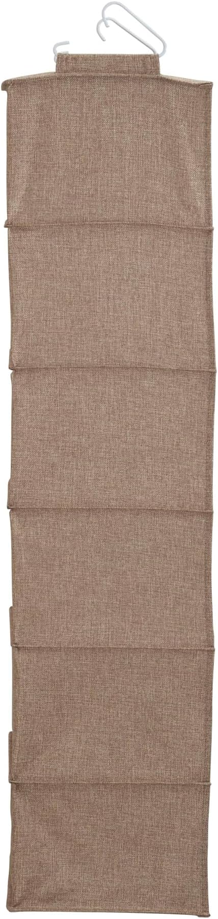 Household Essentials 6 Shelf Hanging Closet Organizer, Hanging Closet Shelf, Fabric Poly Linen and PEVA Shelving, Beige - Image 4