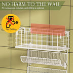 Wall-Mounted Hair Dryer Holder Styling Tool Organizer 4-Shelf Storage Wire Basket with Hook Heat Safe Rack for Hair-Straighteners,Curling Wands,Flat Iron,Cabinet Door Bathroom Kitchen White - Image 6