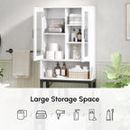 USHOWER White Over The Toilet Storage Cabinet with Glass Doors - Image 6