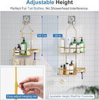 Shower Caddy, Extended Length Shower Organizer with Hooks, Rustproof Shampoo Soap Holder, Large Hanging Bathroom Caddy, Gold - Image 4