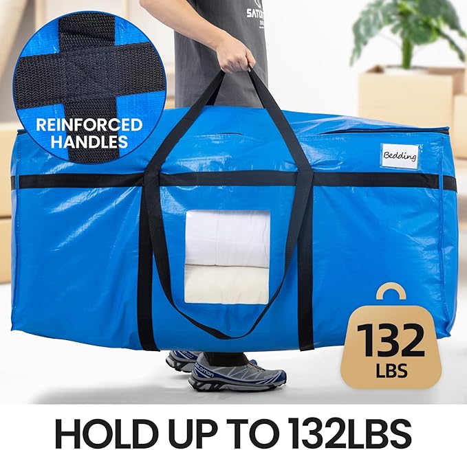TAILI 2 Pack 69 Gallon Extra Large Storage Bags with Visible Window,Blue - Image 2