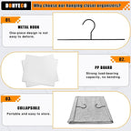 Hanging Closet Organizer 5-Shelf, Oxford Linen Wardrobe Storage, Gray | Easy-mount foldable design holds clothes, handbags, shoes & accessories; washable Oxford fabric, sturdy and space-saving. - Image 7