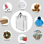 3 Pack Clear Storage Bags with Zipper and Handles, Blanket Bags For Closet Storage, Moving and Packing Supplies for College, Underbed Storage Organizer for Clothes Pillow Bedding Christmas Wreath - Image 6