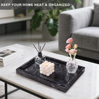 Marble Bathroom Tray for Countertop & Home Decor, Natural Decorative Marble Tray for Jewelry & Perfume Organizer, Luxury Stone Vanity Trays for Dresser, Kitchen Counter, 12" x 8", Gray Black - Image 6