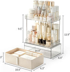 Pajiriona Makeup Organizer,Skincare Organizer for Vanity,2-Tier Large Capacity Cosmetic Storage Box for bathroom organizers and storage,Clear Cosmetic Display Case for Bedroom Countertop. - Image 4