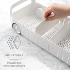 YouCopia RollOut Caddy Rolling Storage Bin with 2 Adjustable Dividers and Removable Basket for Kitchen and Bathroom Under Sink Organization, 8" Wide - Image 2