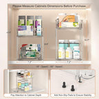 Delamu 2 Tier Under Sink Organizer Bathroom, Bathroom Cabinet Organizer with Snap-Lock Design and Hooks, Pull Out Storage with Movable Dividers, for Countertop, Kitchen and Pantry (Clear, 4 Pack) - Image 4