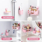 LEVERLOC Shower Caddy Suction Cup Set Shower Organizer & Soap Holder, Pink - Image 8