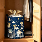 Round Dragon Print Waterproof Foldable Household Laundry Hamper - Image 8