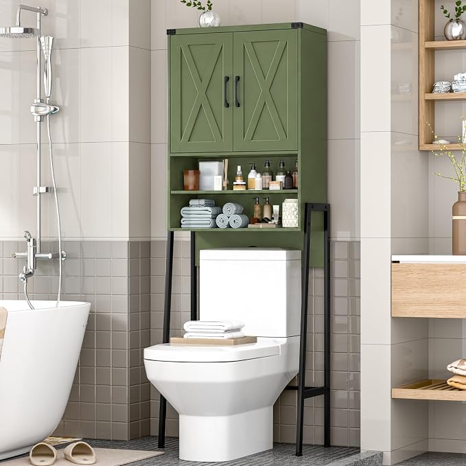 Vabches Metal Frame Over The Toilet Storage Cabinet, Green by Vabches