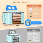 90L Large Storage Bags, 6 Pack Clothes Storage Bins Closet Organizers | Foldable Storage Containers, with Reinforced Handle, for Clothing, Blanket, Comforters, Bed Sheets, Pillows and Toys,Blue - Image 2