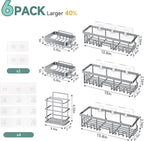 Veken Shower Caddy 6-Pack, No Drilling & Rustproof, Waterproof Adhesive Shelves Rack with Soap Holder, Large Capacity Bathroom Organizers and Storage, Wall-Mounted Kitchen & Home Decor, Silver Gray - Image 6