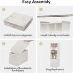 GRANNY SAYS Hanging Closet Organizer, 3 Drawers, 6 Shelves, Beige | Hanging Closet Organizer with 3 Different Drawer Designs, 6 Shelves & Reinforced Structure for Organized Small Spaces - Image 8