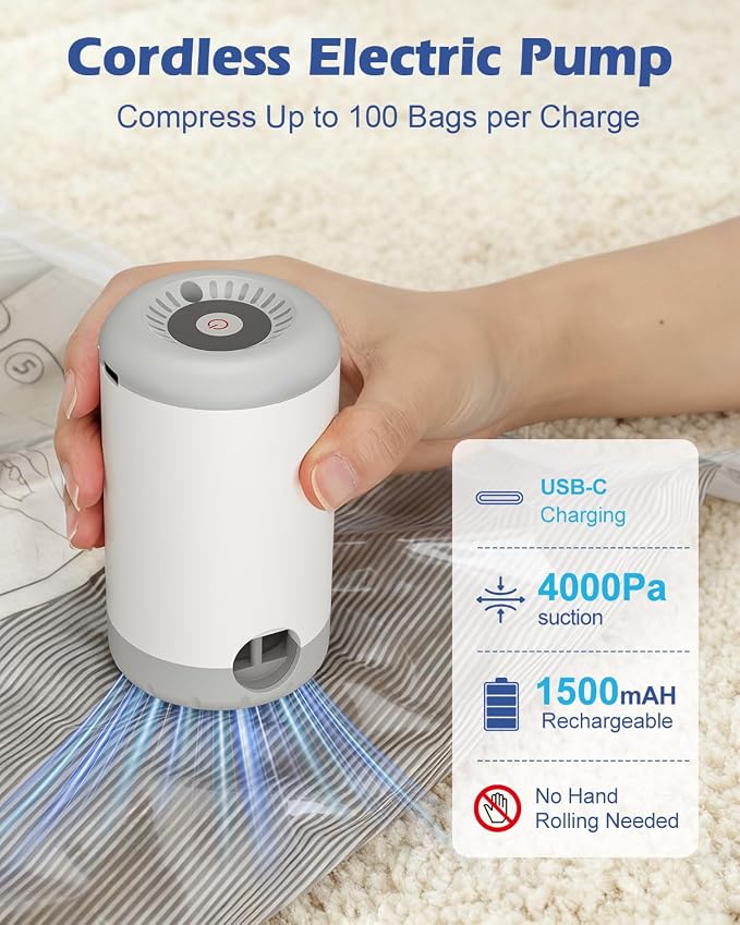 Fantictas Travel Vacuum Storage Bags with Pump for Clothes, 24 Pack - Image 4