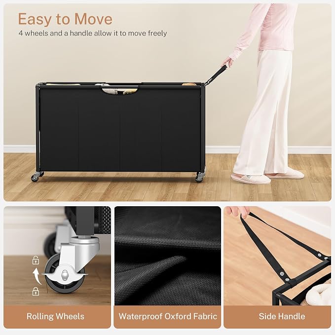 Laundry Sorter, Rolling Laundry Hamper with 4 Section Pull-Out Bags, 300L Large Laundry Basket Organizer with 3 Drawers, Laundry Hamper with Wheels for Laundry Room Organization, Bathroom, Bedroom - Image 4