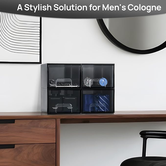 Vtopmart Black Small Stackable Storage Drawers for Cologne Organizer - Image 4