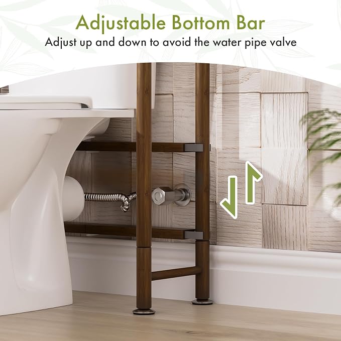 AmazerBath Bamboo Over The Toilet Storage Shelf, 3-Tier Over Toilet Bathroom Organizer Rack, Bathroom Shelves Over Toilet, Space Saver, Walnut Brown - Image 7
