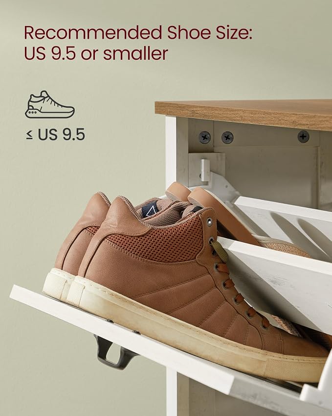 VASAGLE Farmhouse Shoe Cabinet, Narrow Storage Organizer, 3 Flip Drawers - Image 8
