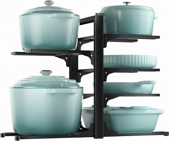 ORDORA Pots and Pans Organizer Under Cabinet 13.8", 6-Tier Adjustable Rack by ORDORA