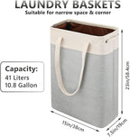 Laundry Basket with Handles Beige&Silver Slim Laundry Bin Collapsible Dirty Clothes Basket Narrow Laundry Bag Foldable Dirty Hamper for Camping, Dorms, Apartments - Image 3